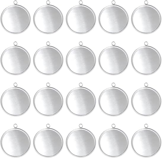 Resin Art Handmade - 20 Pieces Stainless Steel Round Bezel