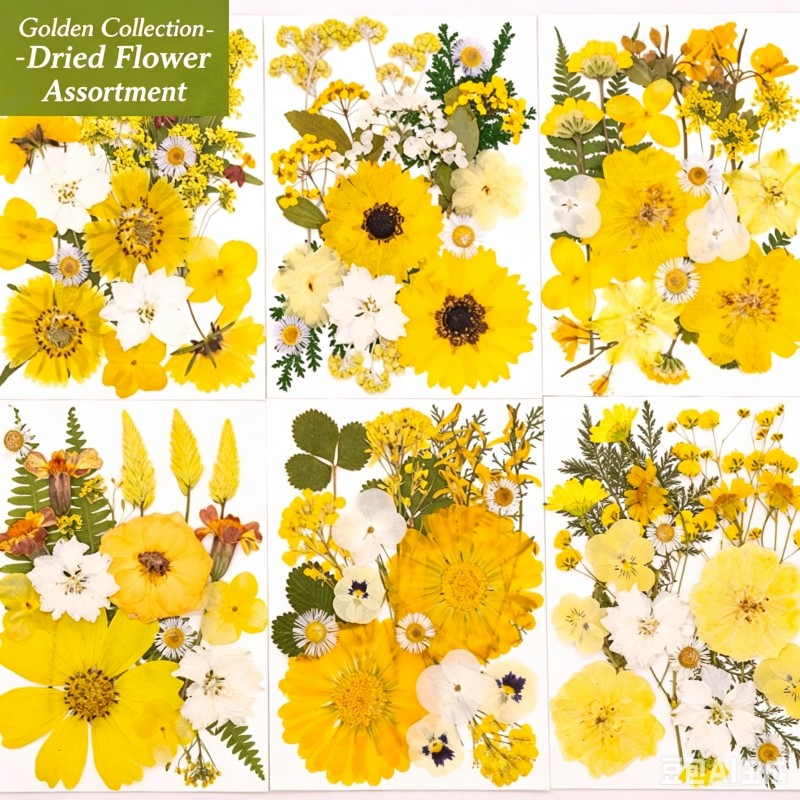 Dried Flower Pressed - 6 Types of 21-Piece New Yellow