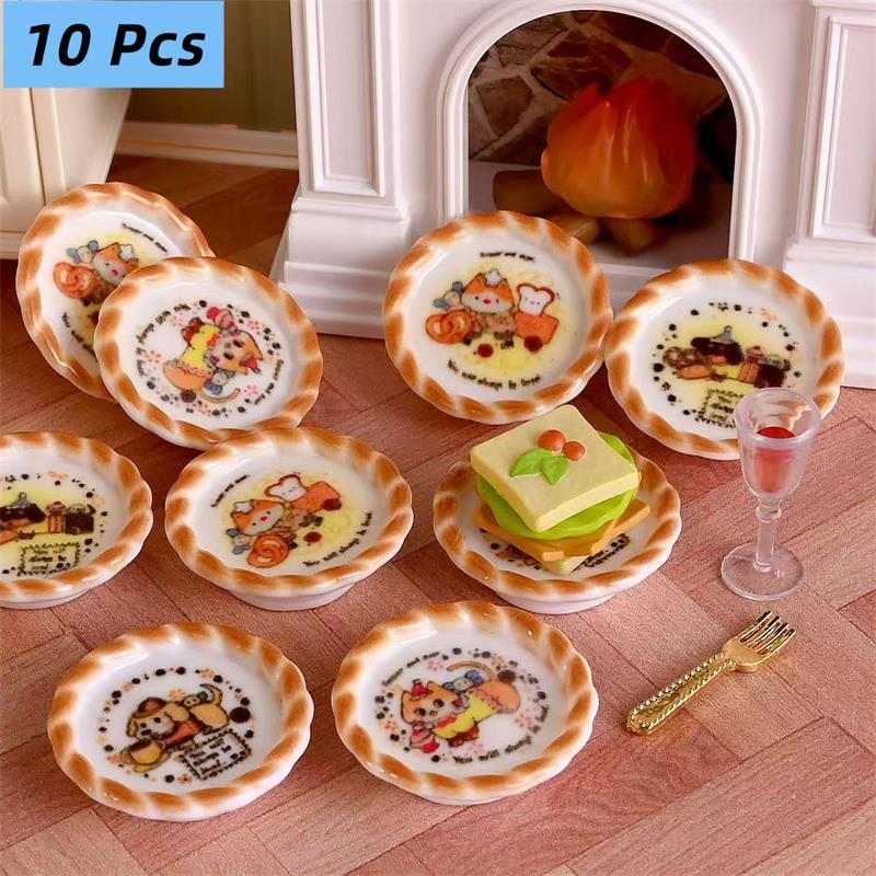 Resin Art Toys - 10Pcs/set Dollhouse Miniature Puppy Dog Print