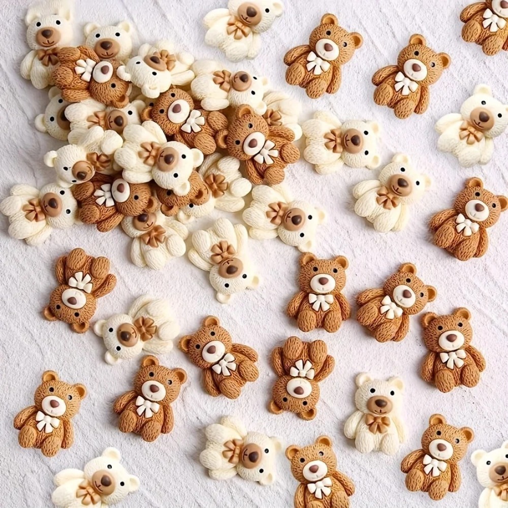 Resin Art Bottle - 10-100pcs Cartoon Beige Coffee Bear Resin