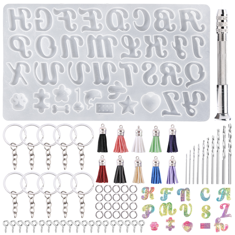 Resin Art Kit For Beginners - Alphabet Keychain Molds Alphabet Resin Silicone