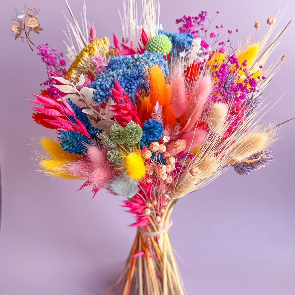 Dried Flower Pressed - Colorful Dried Flowers Wedding Bouquet for