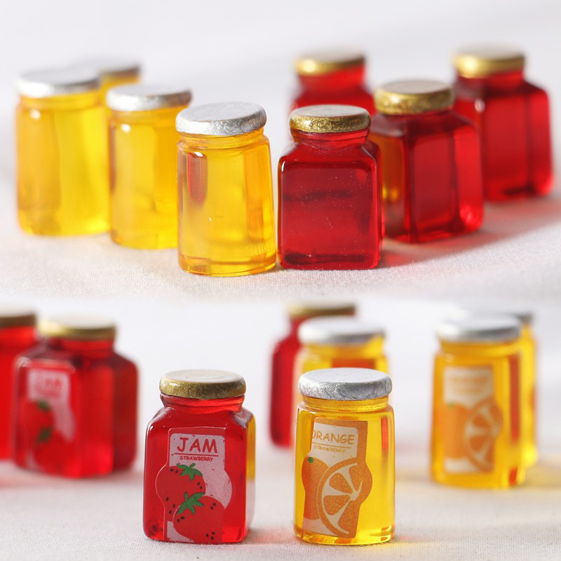Resin Art Bottle - 10pcs Simulation Strawberry Jam Resin Bottle