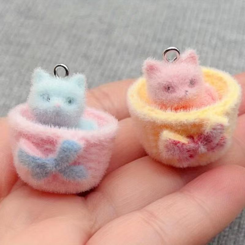 4pcs 3D plush resin cat pendan - Resin Art Handmade ulasan dan harga