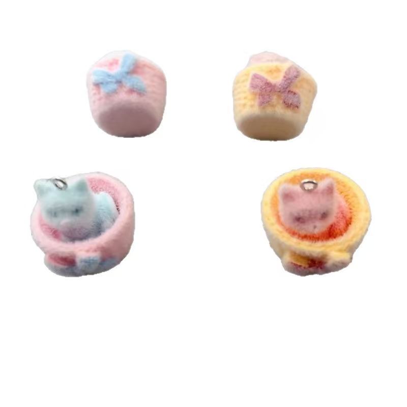 4pcs 3D plush resin cat pendan - Resin Art Handmade ulasan dan harga