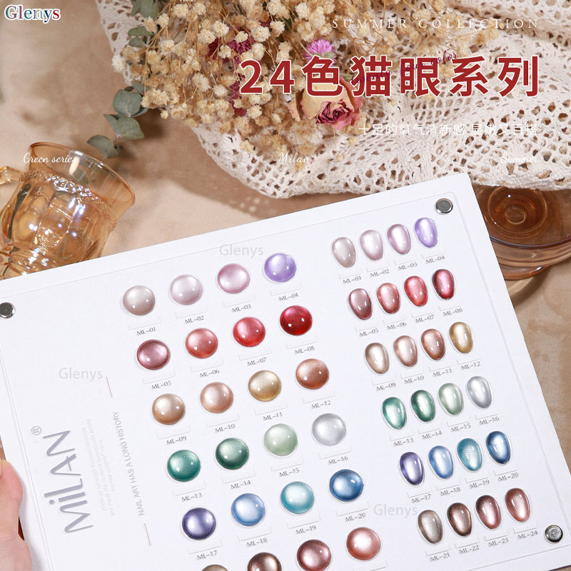 Glemys 24 color cat's eye nail - Resin Art Learning ulasan dan harga