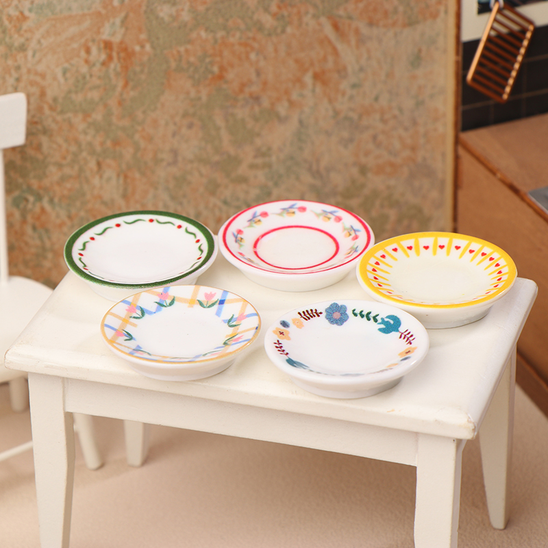 5Pcs 1/12 Dollhouse Mini Plate - Resin Art Toys ulasan dan harga