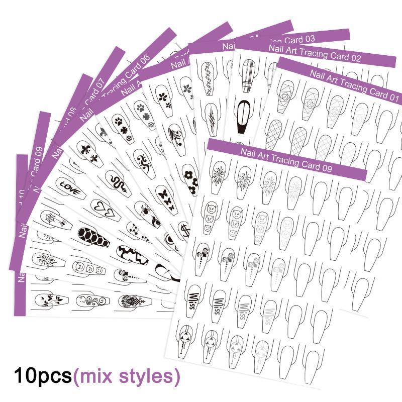 10pcs Nail Art Lines Practice  - Resin Art Guide Free ulasan dan harga