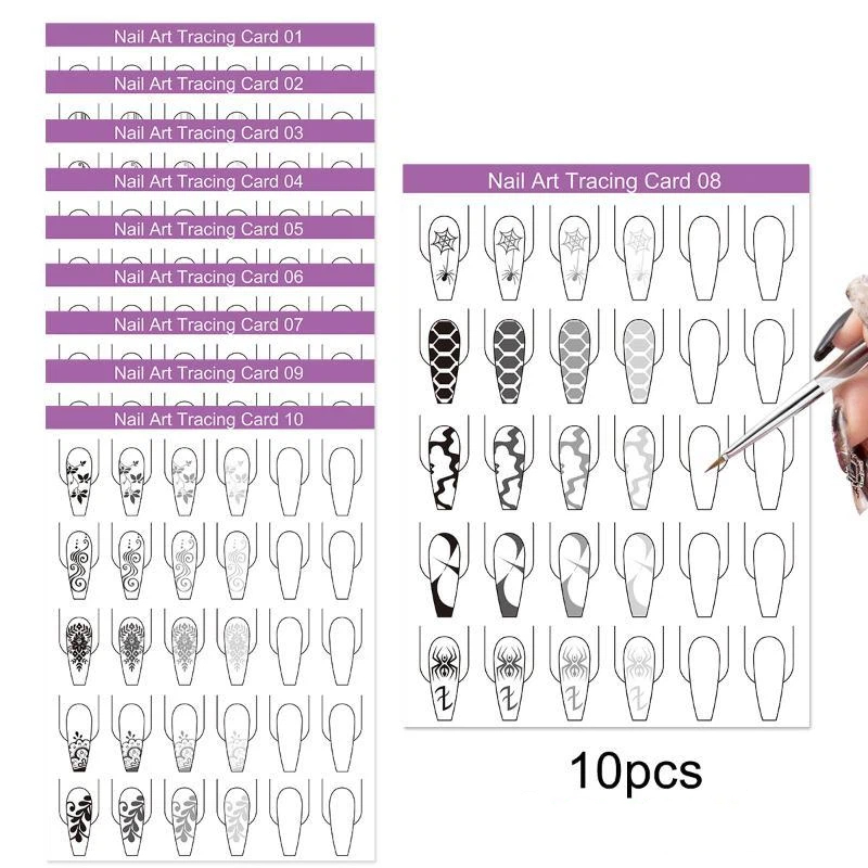 10pcs Nail Art Lines Practice  - Resin Art Guide Free ulasan dan harga