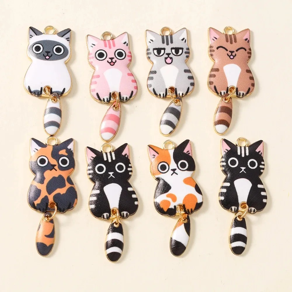 10Pcs 16×39mm Cute Cartoon Cat - Resin Art Handmade ulasan dan harga