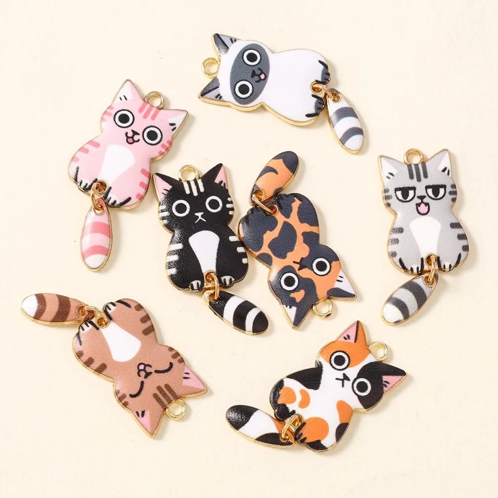10Pcs 16×39mm Cute Cartoon Cat - Resin Art Handmade ulasan dan harga