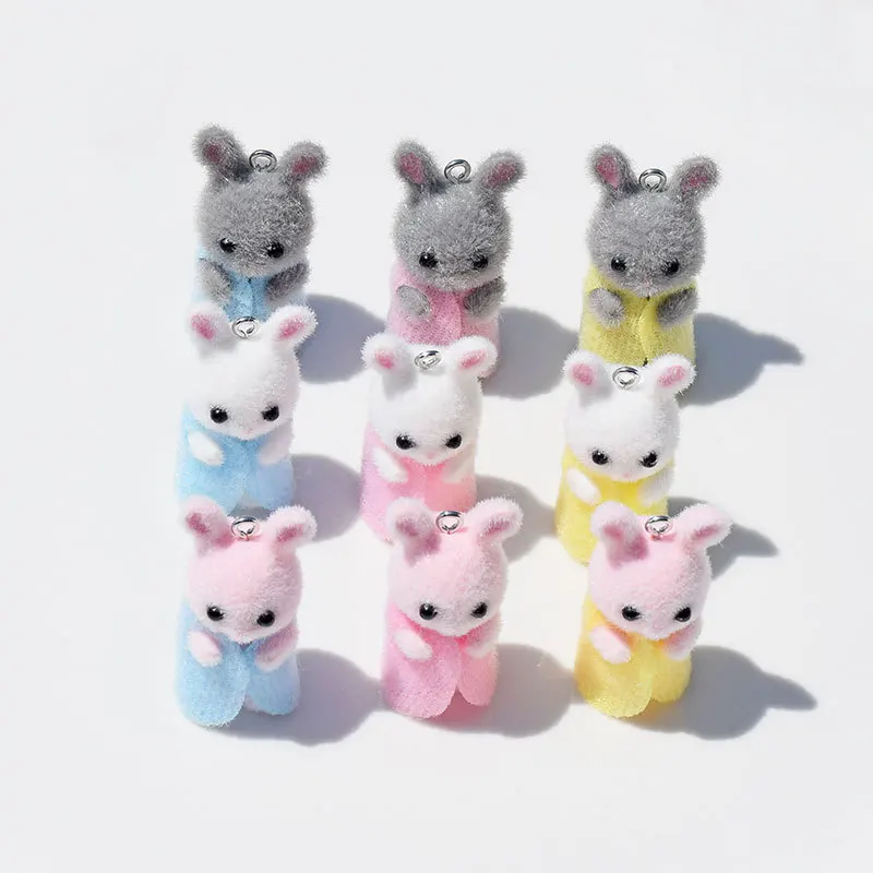 3Pcs 3D Flocking Resin Rabbit  - Resin Art Toys ulasan dan harga