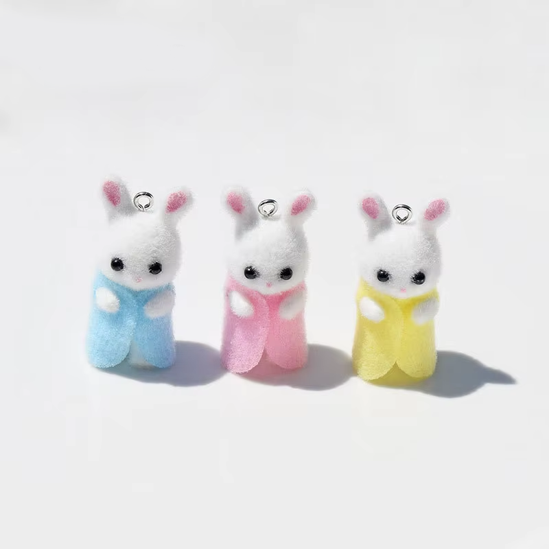 3Pcs 3D Flocking Resin Rabbit  - Resin Art Toys ulasan dan harga