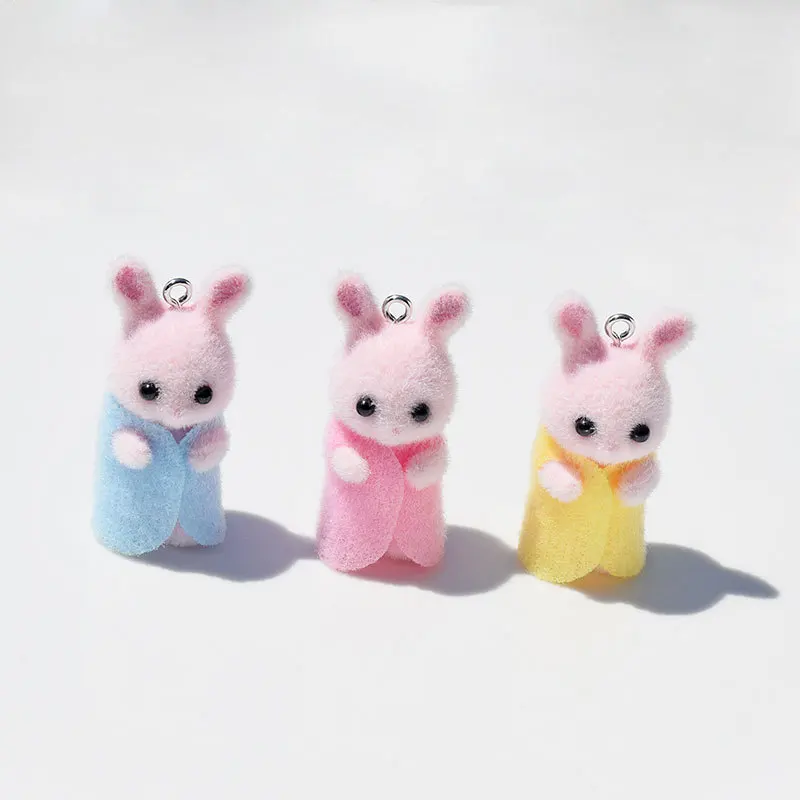 3Pcs 3D Flocking Resin Rabbit  - Resin Art Toys ulasan dan harga
