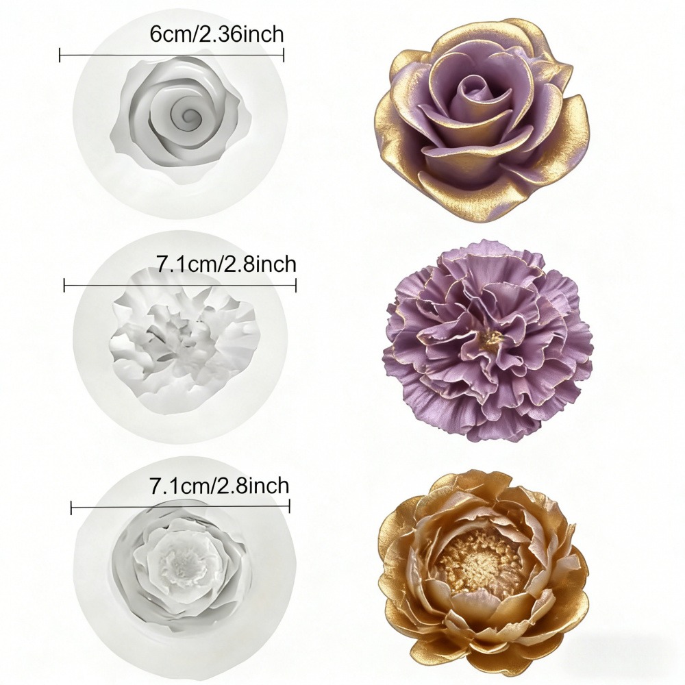 3-Piece Silicone Molds for Ros - Resin Art For Wedding Gift ulasan dan harga