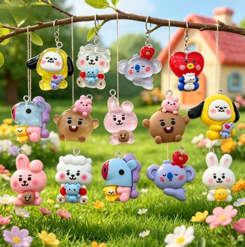 7pcs BT21 Resin Cartoon Charm  - Resin Art Handmade ulasan dan harga