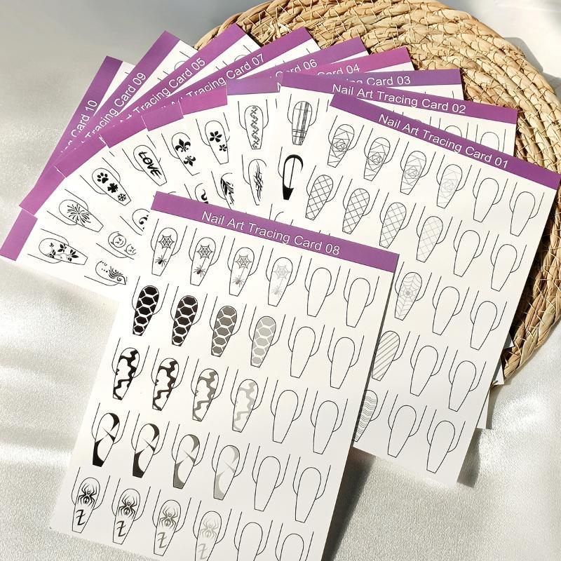 10pcs Nail Art Lines Practice  - Resin Art Guide Free ulasan dan harga
