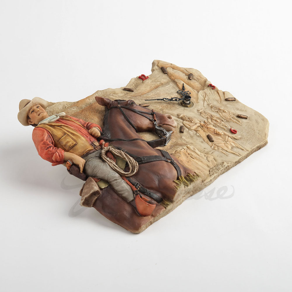 Vintage Western Cowboy Horse R - Resin Art Wall Clock ulasan dan harga