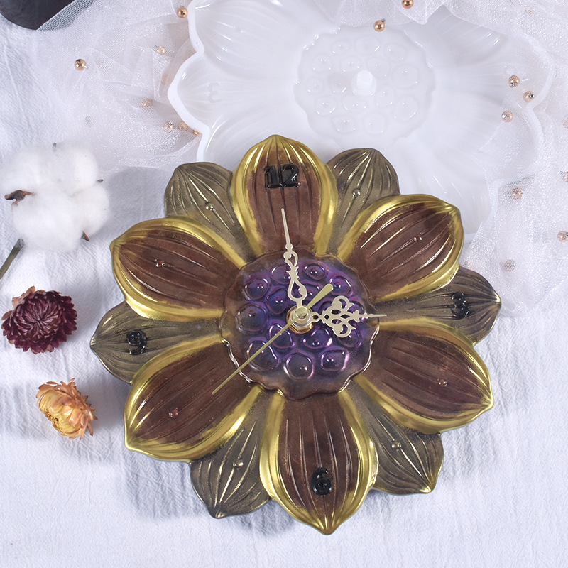 World Map Lotus Leaf Sakura Cl - Resin Art Wall Clock ulasan dan harga